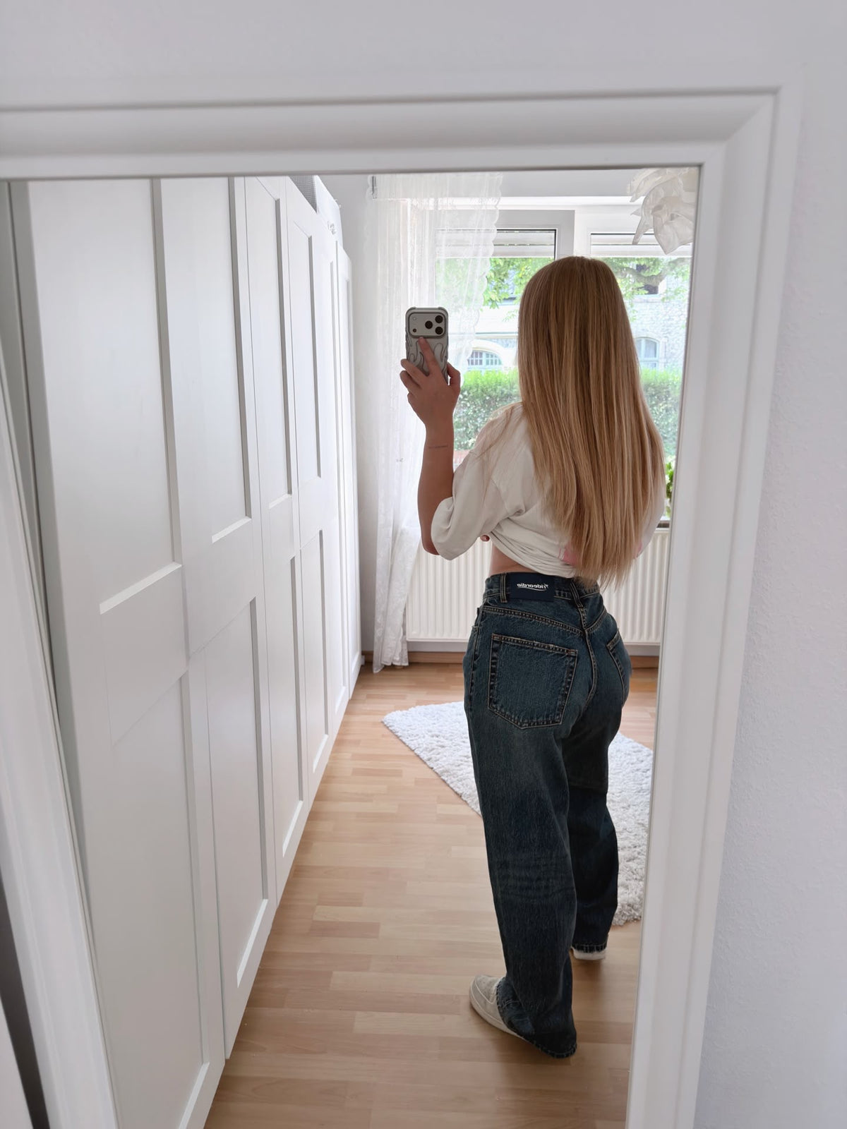 faded mid blue jeans