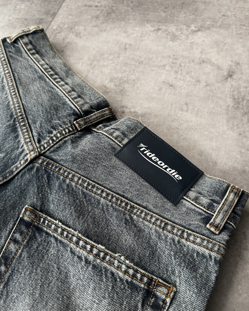 faded mid blue jeans