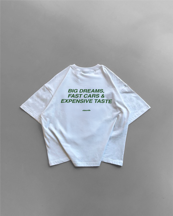 big dreams tee white green