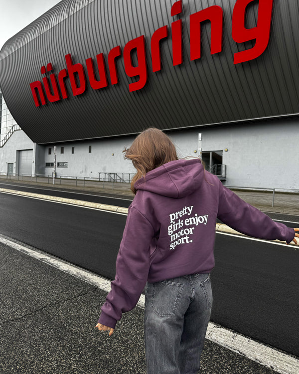 pretty girls enjoy motorsport zip hoodie burgundy