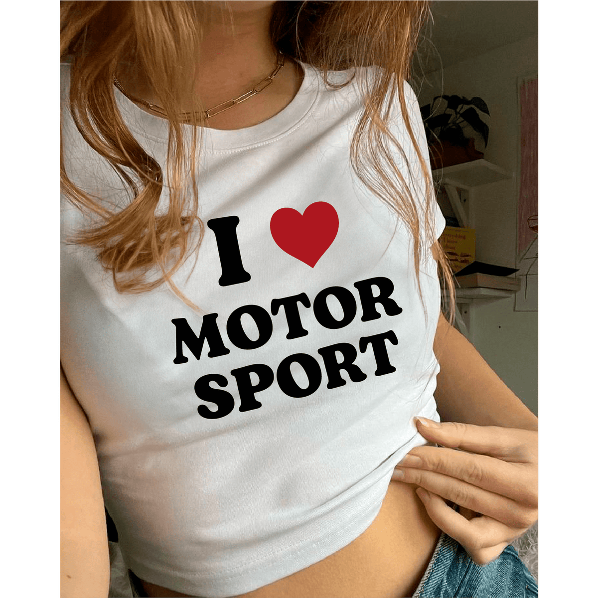 I love motorsport cropped tee