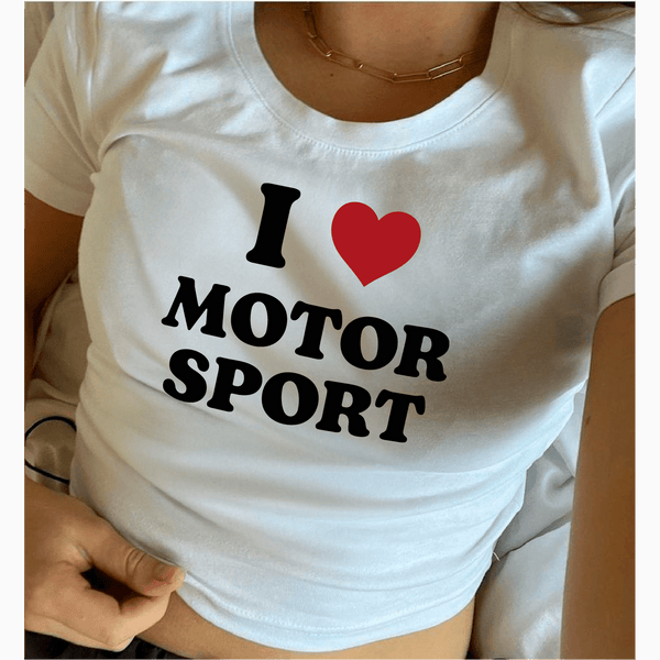 I love motorsport cropped tee
