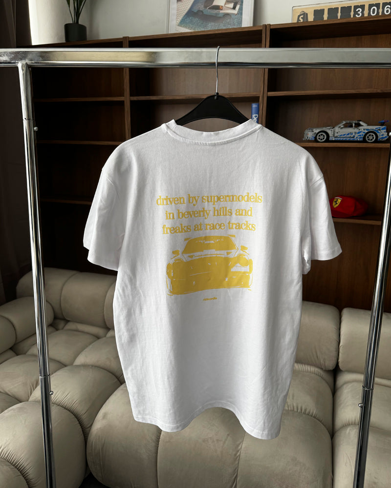 porsche tee white butter yellow