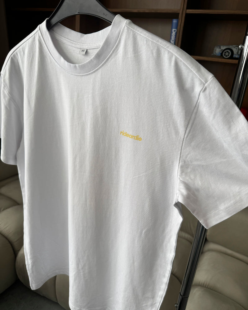 porsche tee white butter yellow