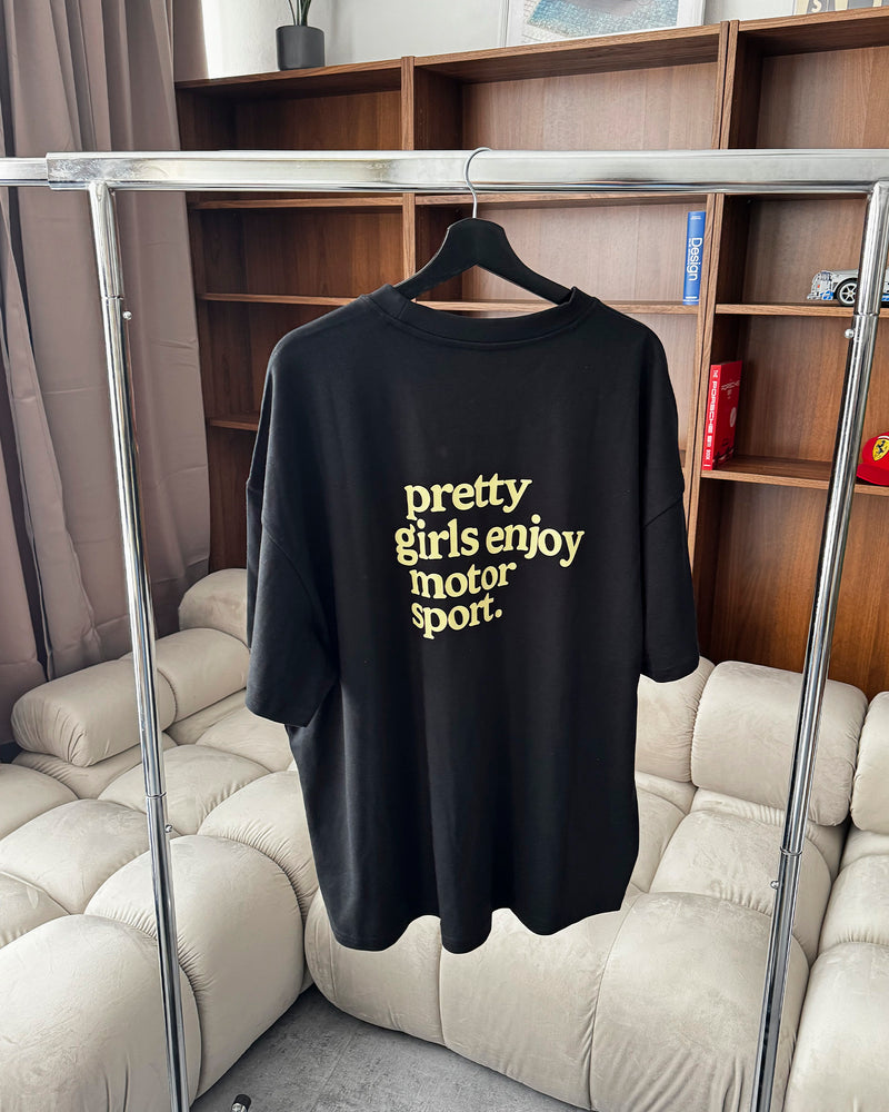 pretty girls enjoy motorsport tee black rosa