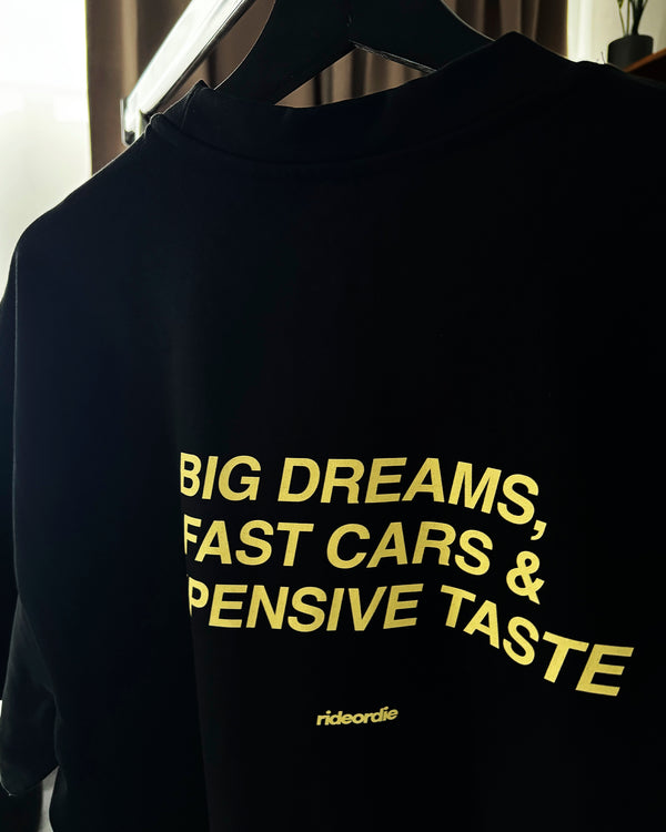 big dreams tee black butter yellow