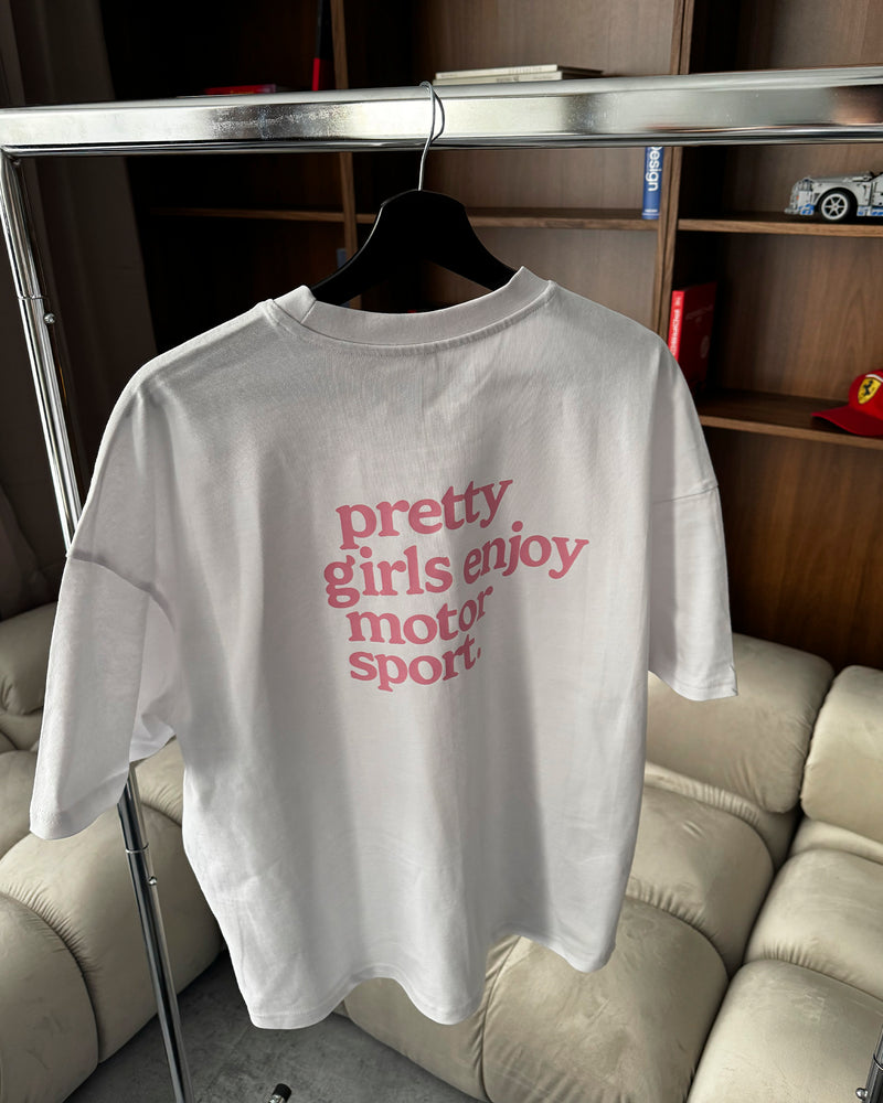 pretty girls enjoy motorsport tee white rosa