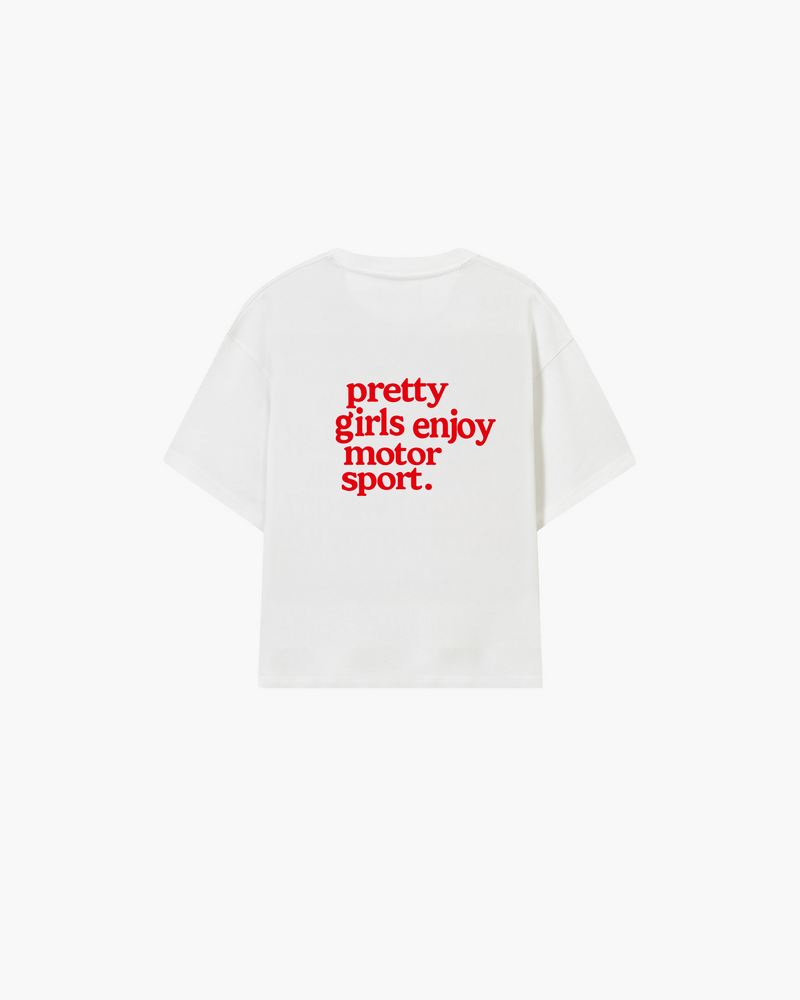 pretty girls enjoy motorsport tee white rosa