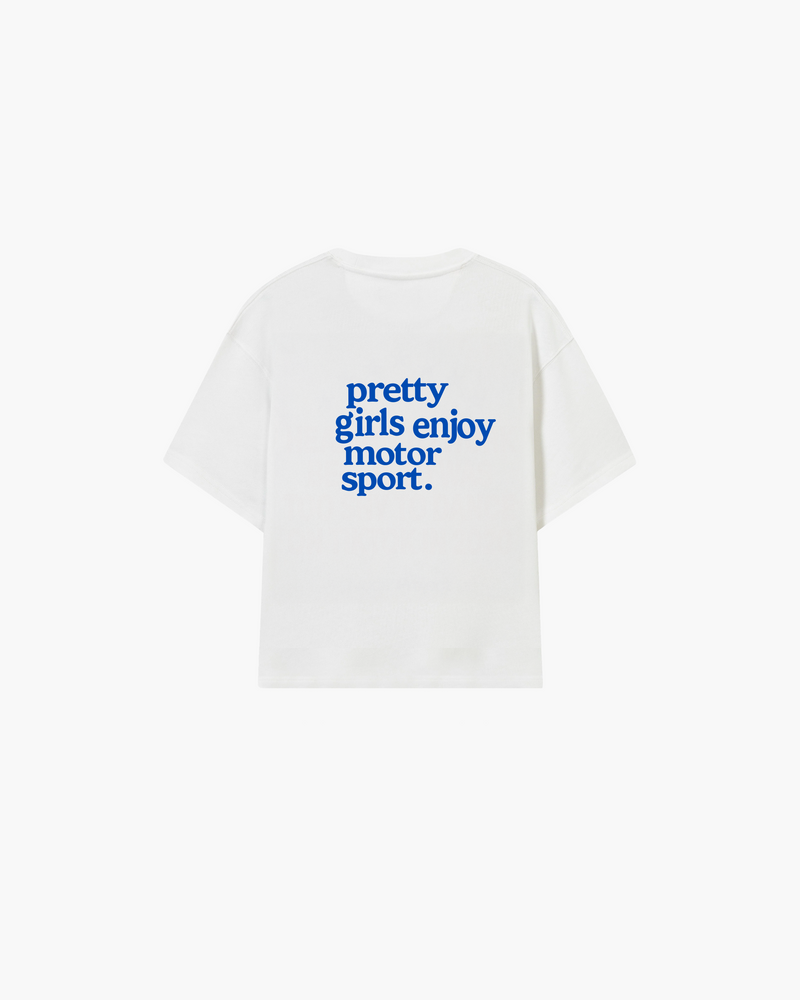 pretty girls enjoy motorsport tee white rosa