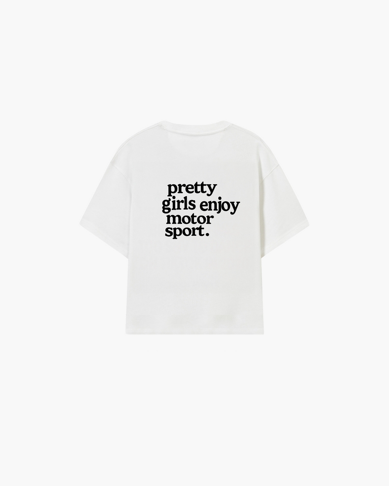 pretty girls enjoy motorsport tee white rosa