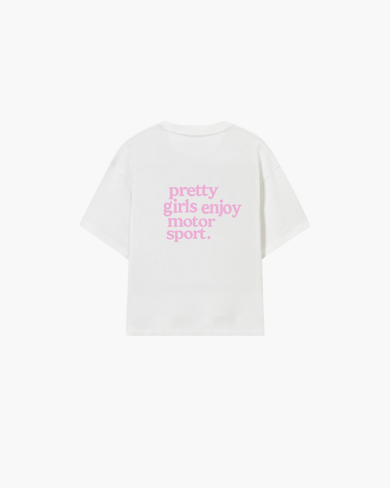 pretty girls enjoy motorsport tee white rosa