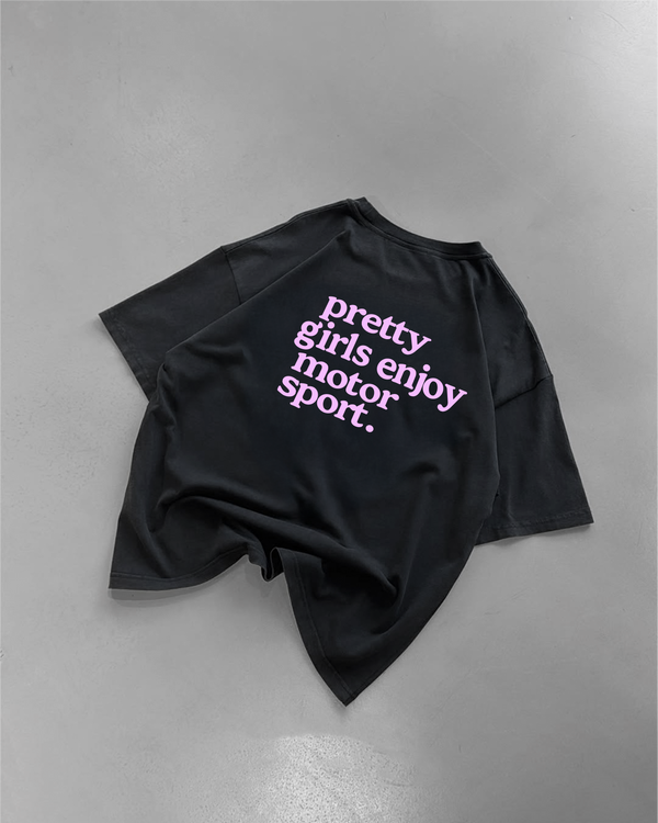 pretty girls enjoy motorsport tee black rosa