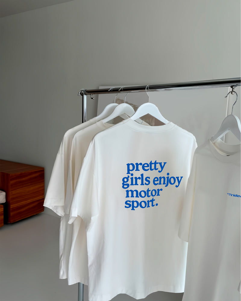 pretty girls enjoy motorsport tee white rosa