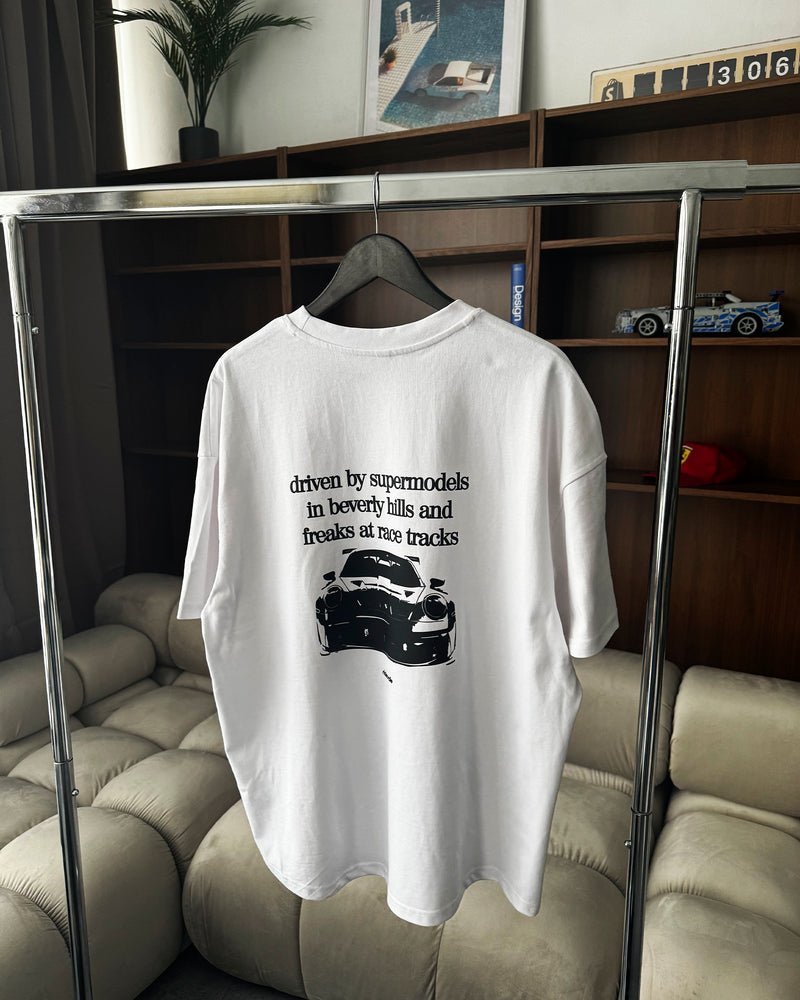 porsche tee white butter yellow